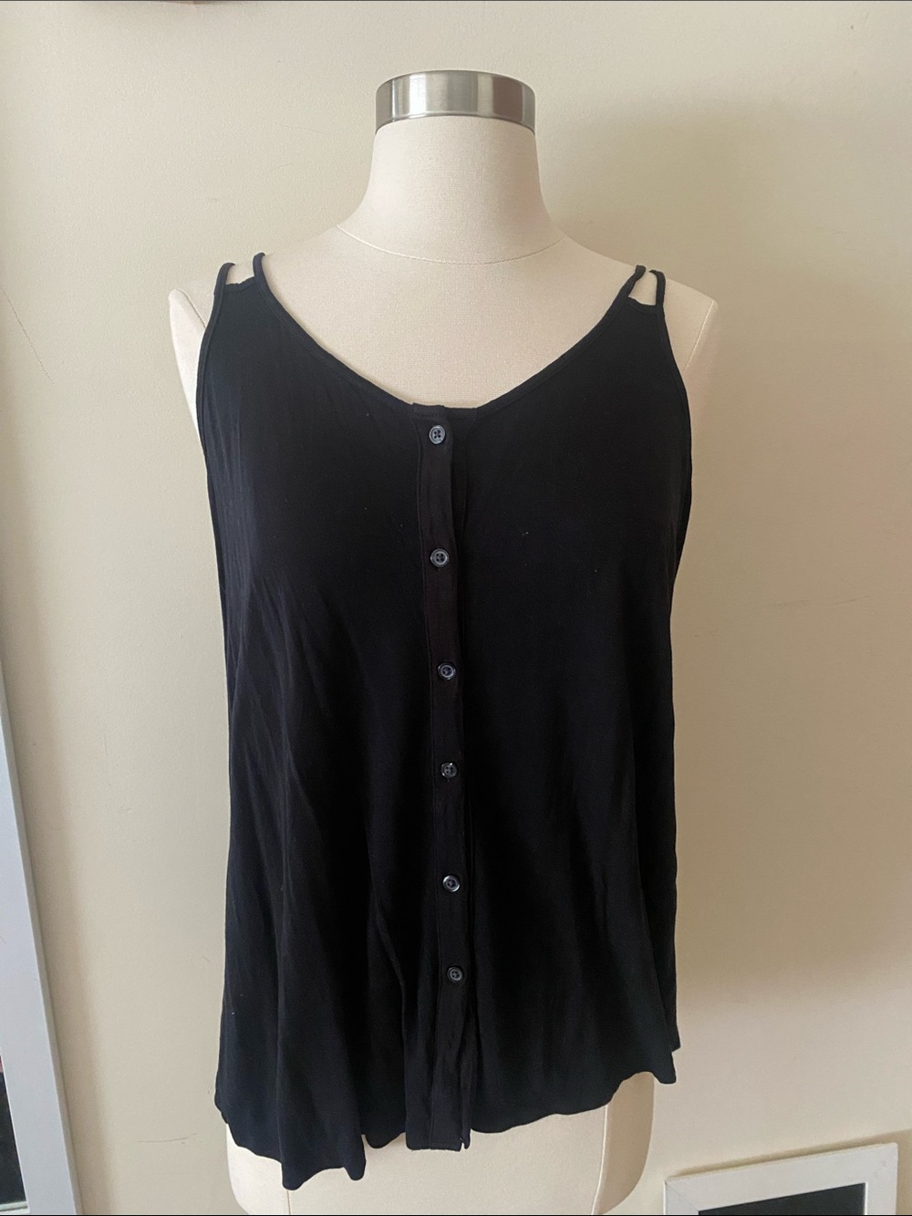 Black Button Down Tank Top